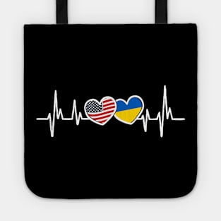 Support Ukraine I Stand With Ukraine Ukrainian USA Heartbeat Tote