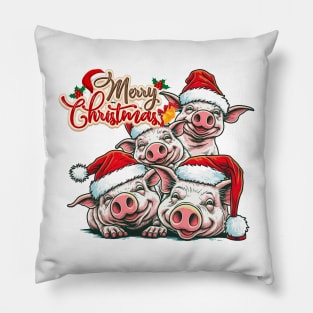 Merry Christmas Pigs! Pillow