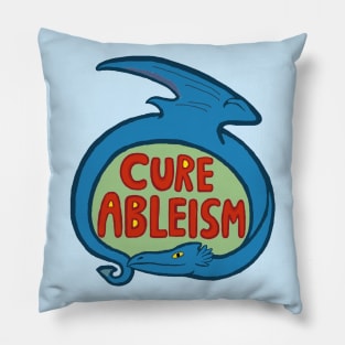 Cure Ableism Blue Pillow