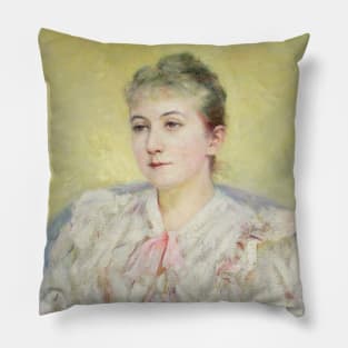 Portrait of a Woman by Wladyslaw Podkowinski Pillow