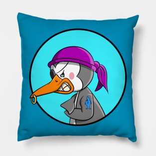 Pirate Penguin with Shark Tattoo Pillow