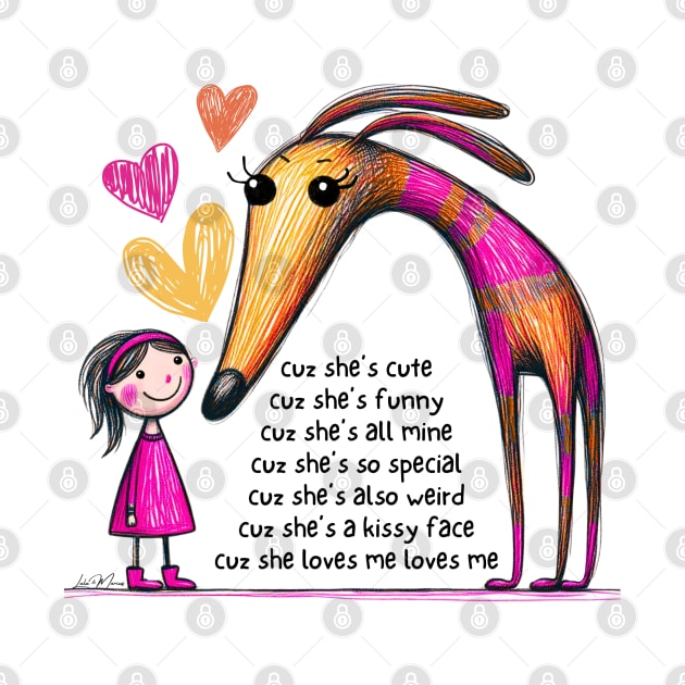 Greyhound Dog and Girl Cute Scribble by Greyhounds Are Greyt