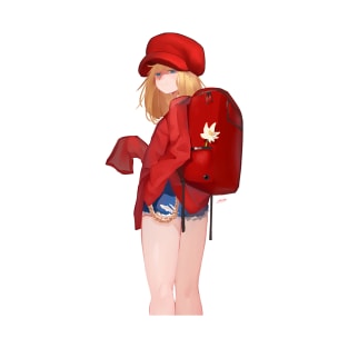 Red Backpack Girl T-Shirt