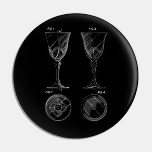 Wine Glass Vintage Patent Drawing Pin