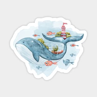 Watercolor cute whale illustration Magnet