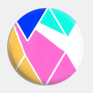 Inverted Blue Yellow Pink Geometric Abstract Acrylic Painting II Pin