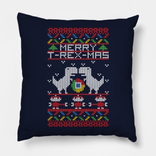 T-Rex-Mas Ugly Christmas Sweater Pillow