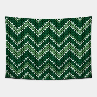 Retro Christmas green chevron knit Tapestry