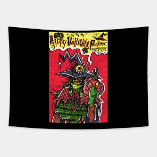 Halloween Creepy Cowboy Scarecrow Tapestry