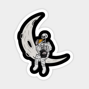 Funny Astronaut skeleton eating pizza on the Moon Magnet