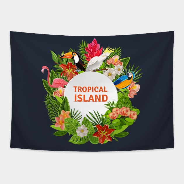 Tropical Island Tapestry by Mako Design 