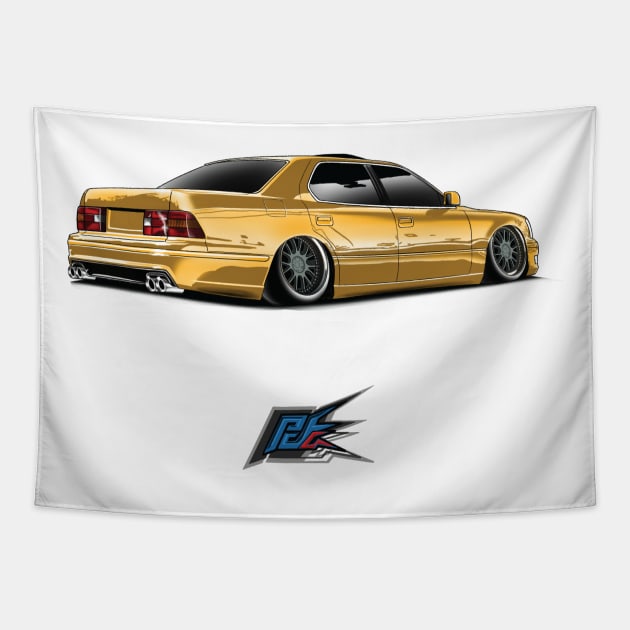 lexus ls400 yellow Tapestry by naquash