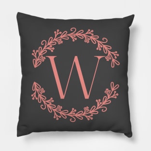 Pink Monogram Letter W Pillow