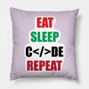 Coding humor Eat Sleep Repeat Gift for Programmers Code Developers Pillow
