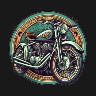 Rustic Charm: A Distressed Vintage Motorcycle Drawing T-Shirt