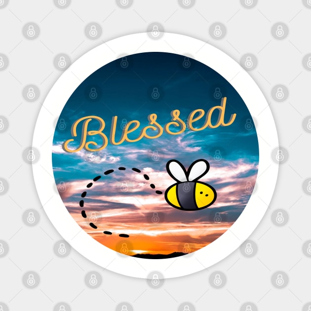 Blessed Bee with an Amazing Sunset Magnet by Apathecary