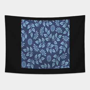 Floral Garden & Vines Blues & Greys Flowers Tapestry