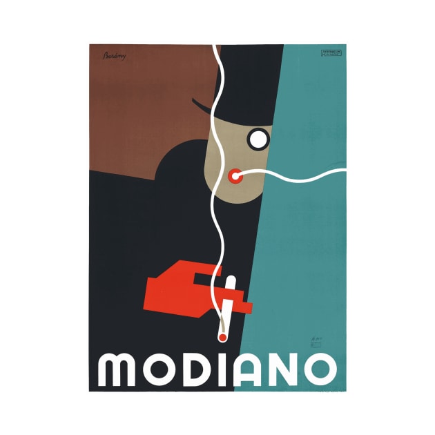 Modiano, Man with Monocle - Vintage Art Deco Advertising Poster Design by Naves