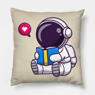 Cute Astronaut Reading Book Cartoon Pillow