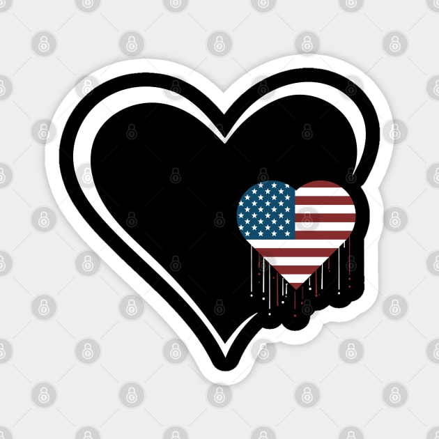 American Flag Proud USA Patriotic Cute Valentine's Day Magnet by FabulousDesigns