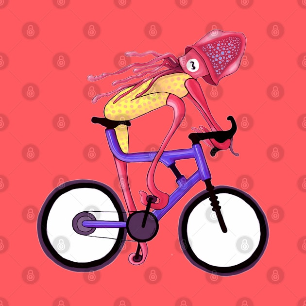 Mountain Biking Squid by KikoeART