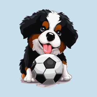 Berner Sennen Dog With Soccer Ball T-Shirt