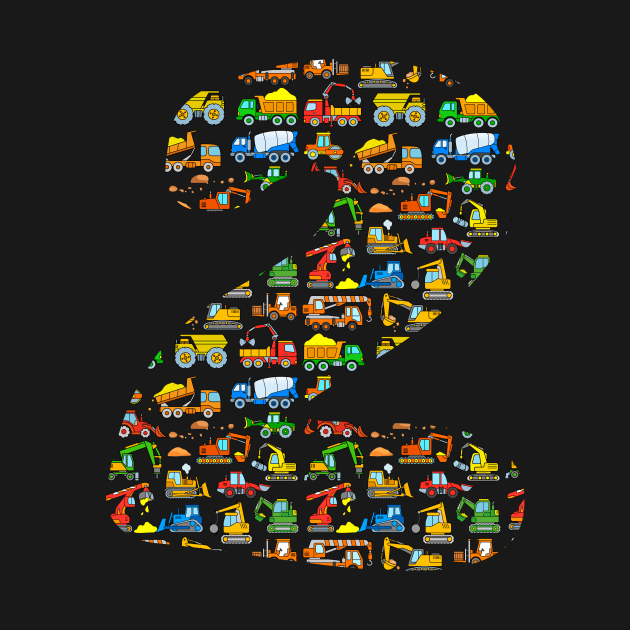 Construction 2nd BDay Excavator Boy 2 Years Toddler Diggers by samshirts