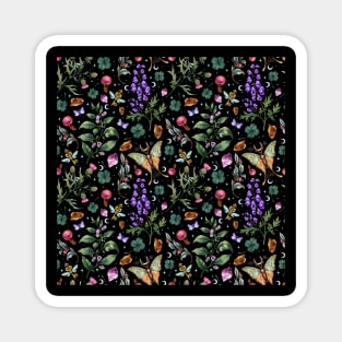 Witchy magical pattern. Poisonous herbs Magnet