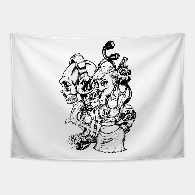 punk skull girl Tapestry by jonathanmor