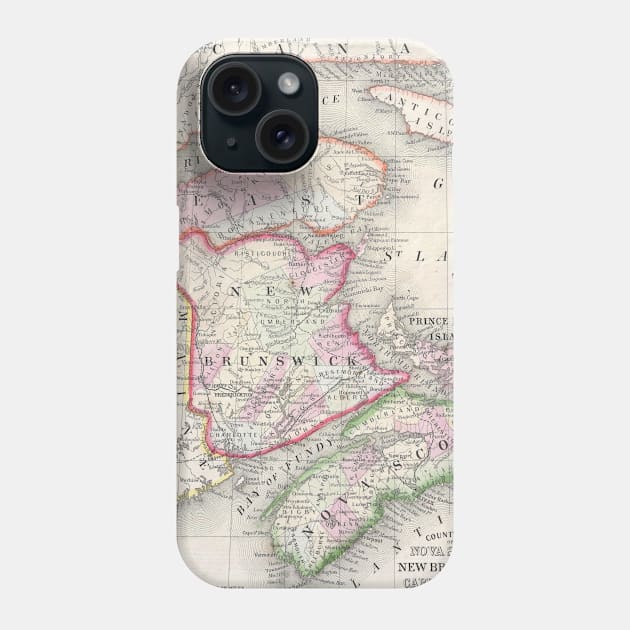 Vintage Nova Scotia and New Brunswick Map (1866) Phone Case by Bravuramedia