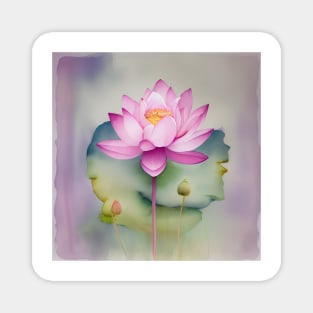 Large Pink Lotus Watercolour Flower Magnet