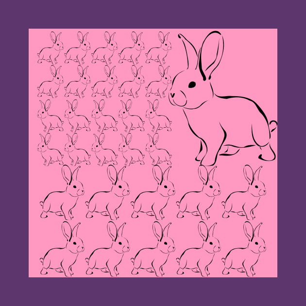 Rose Pink Bunny Rabbits by YollieBeeArt