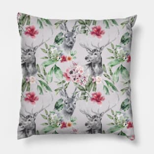 Purple Flower Deer Pattern Pillow