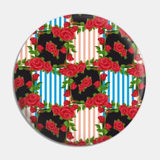 Red Roses with Colorful Lines Pin