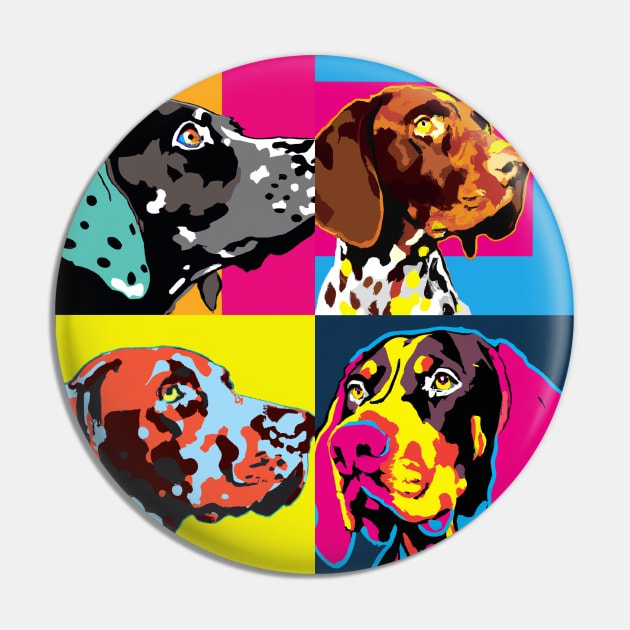 German Shorthaired Pointer Pop Art - Dog Lover Gifts Pin by PawPopArt