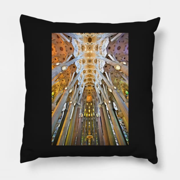 Inside the Sagrada Familia - Barcelona Pillow by Cretense72