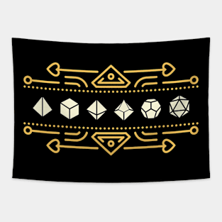 Vintage Gold Minimalist Polyhedral Dice Set Tapestry