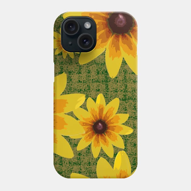 Blackeyed Susan on Burlap Gold over Green Phone Case by ArtticArlo