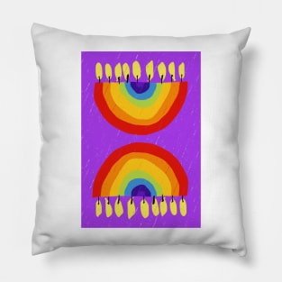 Rainbow Chanukiah Violet Print Pillow