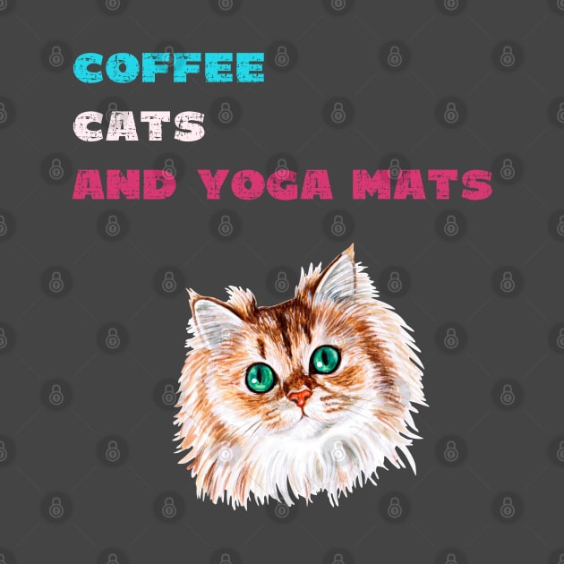 Coffee cats and yoga mats funny yoga and cat drawing by Red Yoga