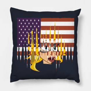 AMERICAN FLAG WITH A CUTE GIRL Pillow