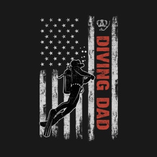 Diving Dad American Flag Father's Day 4th Of July Gift T-Shirt