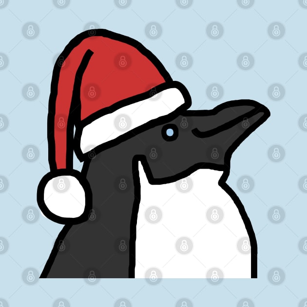 Portrait of a Christmas Penguin in Santa Hat by ellenhenryart