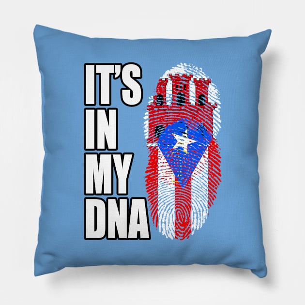 Puerto Rican And Gibraltar Mix DNA Flag Heritage Pillow by Just Rep It!!