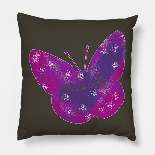 Purple Watercolor Butterfly Art T-shirt Pillow by Misty world