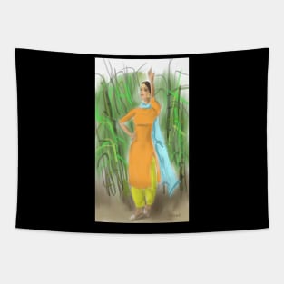 Punjabi Pind Girl Tapestry