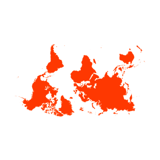 Upside Down World Map - orange T-Shirt