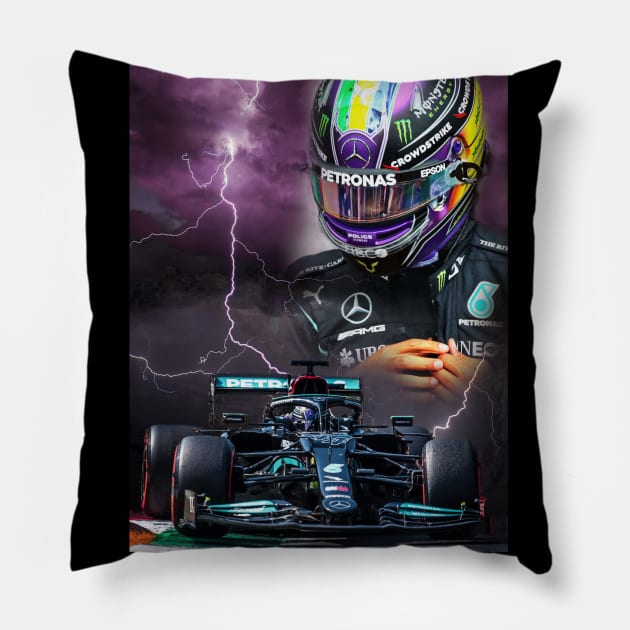 Like Thunder and Lightning - Lewis Hamilton Pillow by DeVerviers