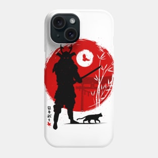 Samurai with his cat Phone Case