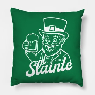 Sláinte - leprechaun - white outline Pillow